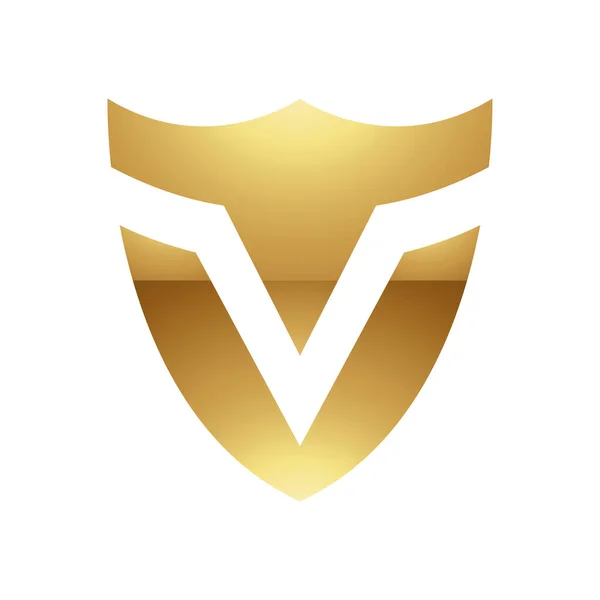 ホワイトの背景に金色の文字V記号 アイコン6 — ストックベクタ