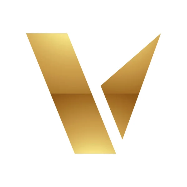 ホワイトの背景に金色の文字V記号 アイコン9 — ストックベクタ