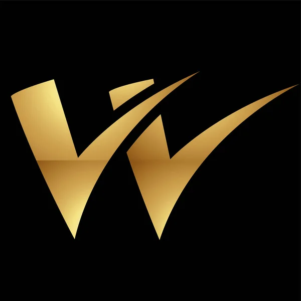 ブラックの背景に金色の文字Wのシンボル アイコン1 — ストックベクタ