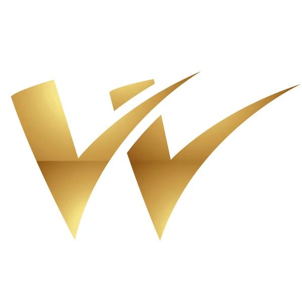 ホワイトの背景に金色の文字Wのシンボル アイコン1 — ストックベクタ
