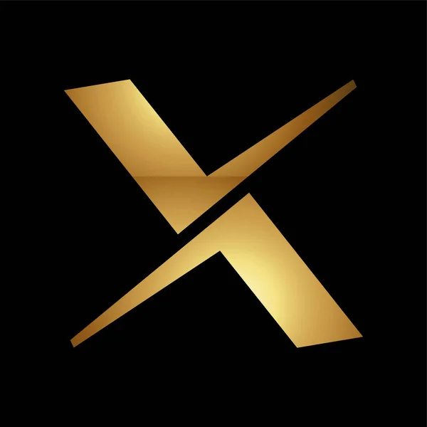 黒の背景に金色の文字X記号 アイコン4 — ストックベクタ