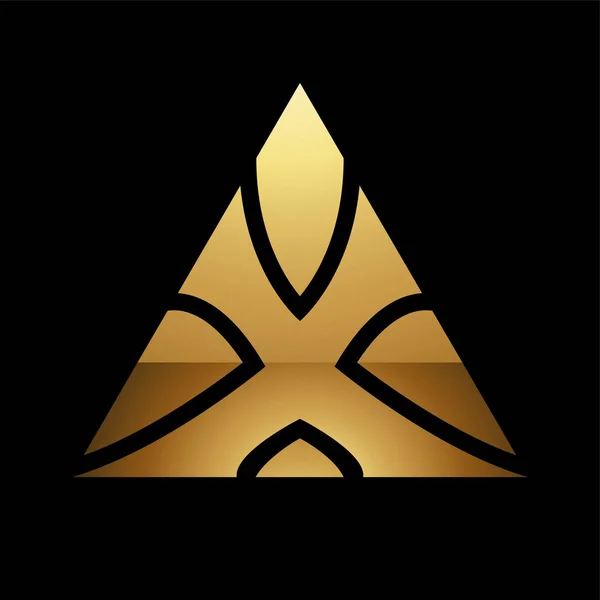 Arany Levél Szimbólum Egy Fekete Háttér Ikon — Stock Vector