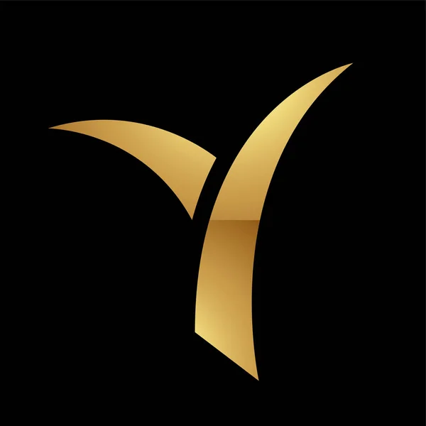 Arany Levél Szimbólum Fekete Háttér Ikon — Stock Vector