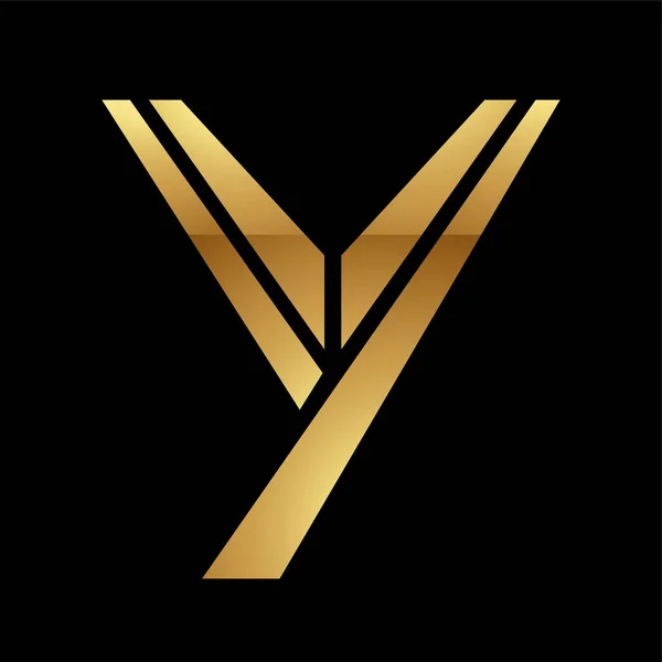 黒の背景に金色のY記号 アイコン4 — ストックベクタ