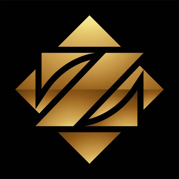 黒の背景に金色の文字Z記号 アイコン8 — ストックベクタ