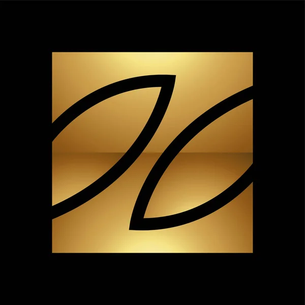 Golden Letter Símbolo Fundo Preto Ícone — Vetor de Stock