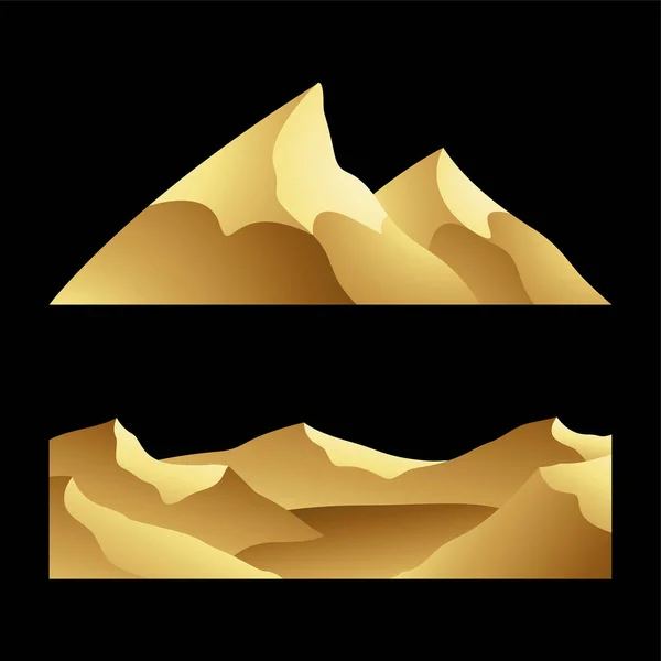 Kara Arkaplanda Altın Dağlar — Stok Vektör