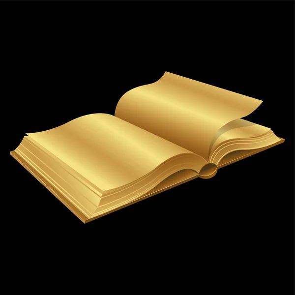 Livro Aberto Dourado Sobre Fundo Preto —  Vetores de Stock