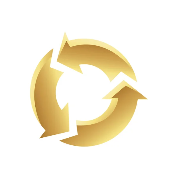 Złoty Okrągły Symbol Recyklingu Białym Tle — Wektor stockowy