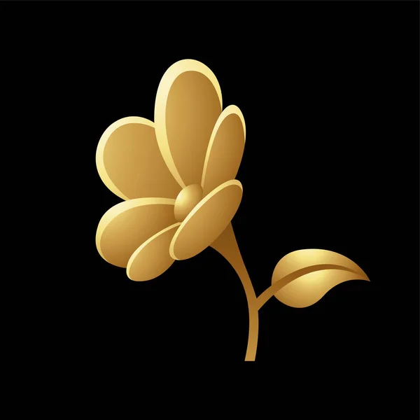 Goldene Glänzende Blume Auf Schwarzem Hintergrund — Stockvektor