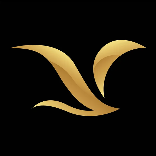 Golden Soft Wings Icône Sur Fond Noir — Image vectorielle