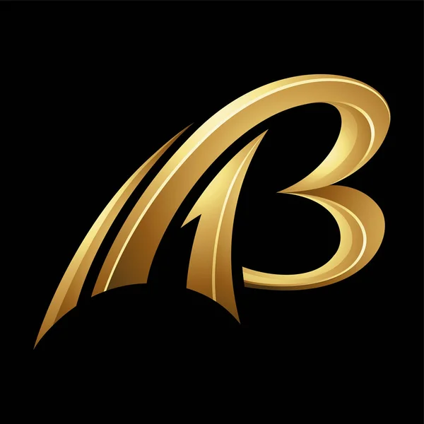 stock vector Golden Swooshing Letter B on a Black Background