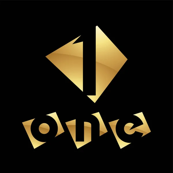 Goldenes Symbol Für Die Zahl Auf Schwarzem Hintergrund Ikone — Stockvektor