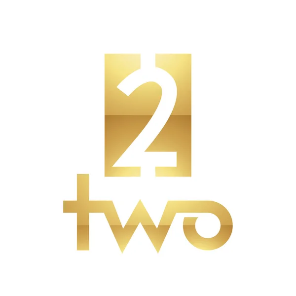 Gouden Symbool Voor Nummer Een Witte Achtergrond Ikoon — Stockvector