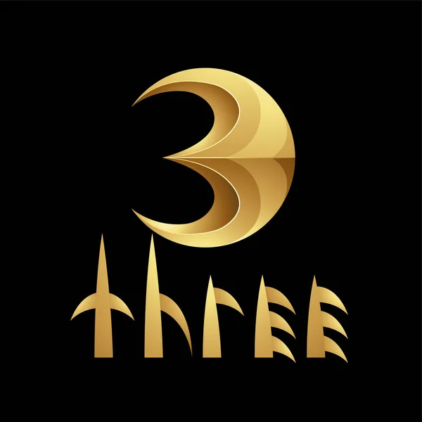ブラックの背景に3番目のゴールデンシンボル アイコン5 — ストックベクタ