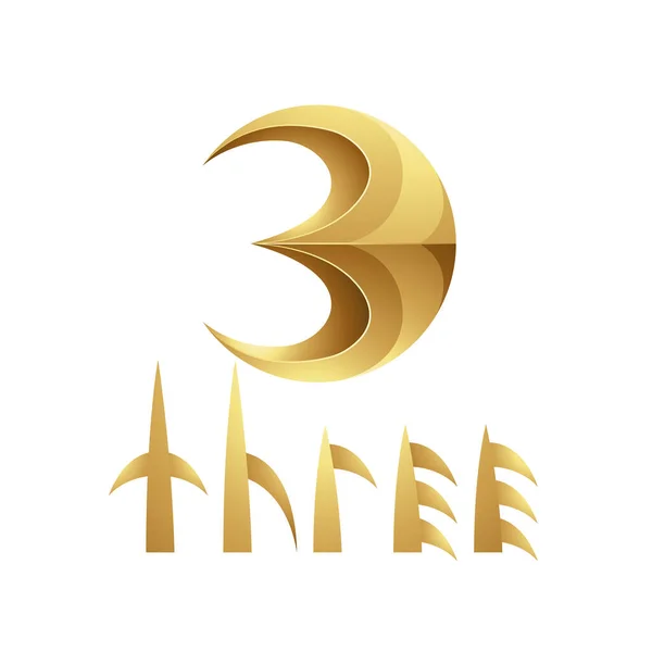Złoty Symbol Numeru Białym Tle Ikona — Wektor stockowy