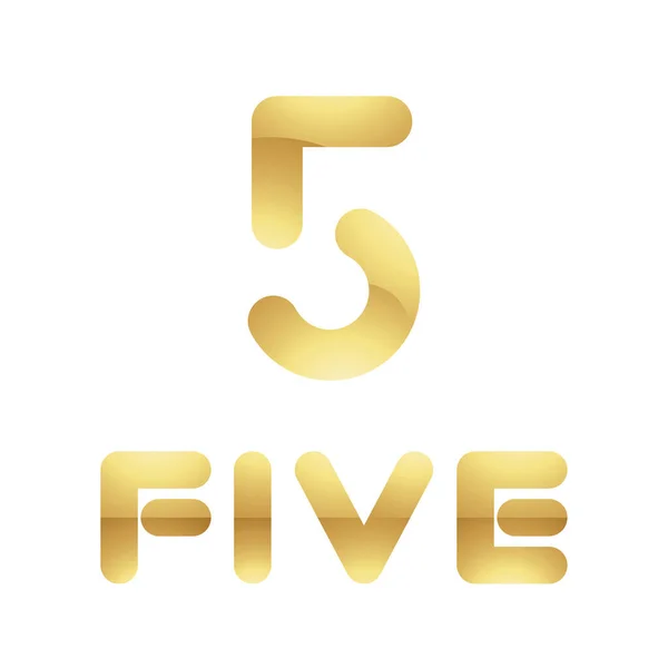 ホワイトの背景に数字5の黄金のシンボル アイコン5 — ストックベクタ