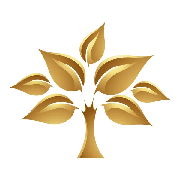 Gyllene Lövträd Vit Bakgrund — Stock vektor