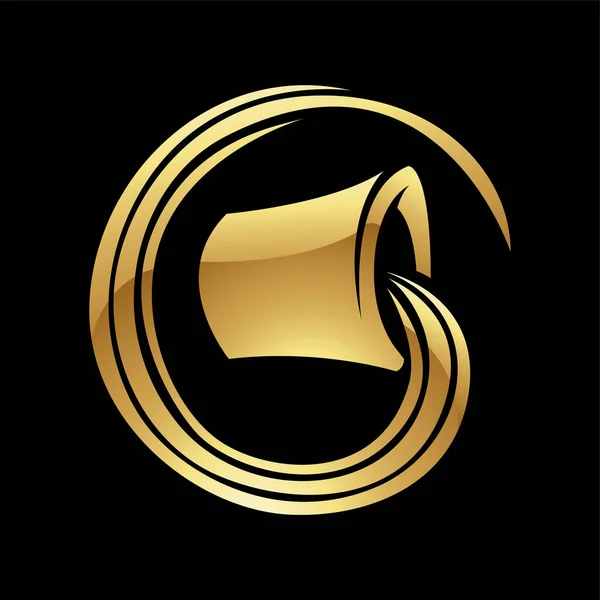 Signo Zodíaco Dourado Aquário Fundo Preto — Vetor de Stock
