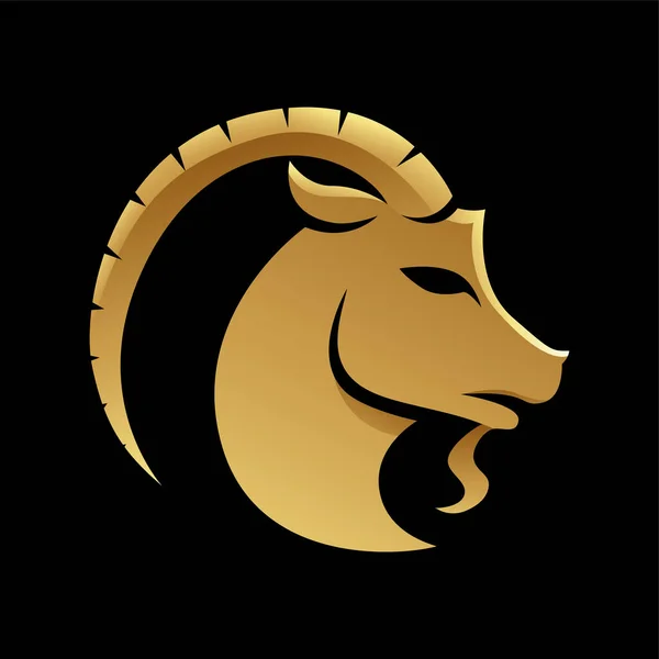 Golden Zodiac Sign Steenbok Een Zwarte Achtergrond — Stockvector