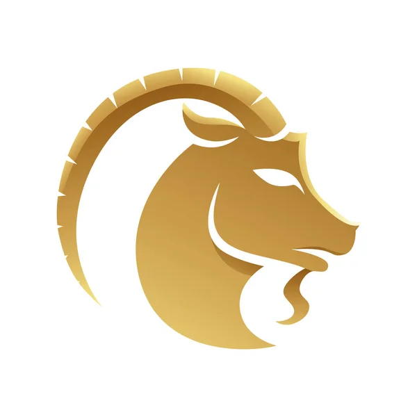 Golden Zodiac Sign Steenbok Een Witte Achtergrond — Stockvector
