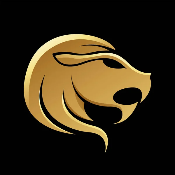 Golden Zodiac Sign Leo Black Background — Stock Vector