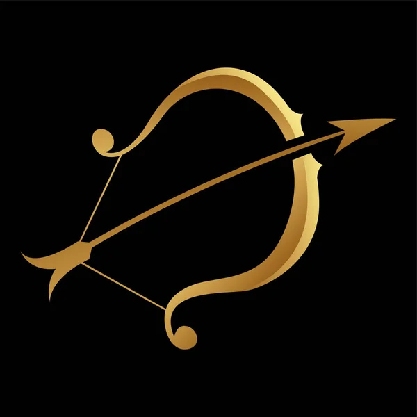 Золотой Зодиак Знак Стрелец Черном Фоне — стоковый вектор