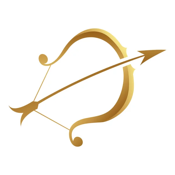 Золотой Зодиак Знак Стрелец Белом Фоне — стоковый вектор