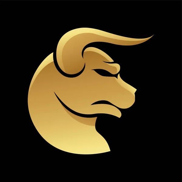 Golden Zodiac Sign Stier Een Zwarte Achtergrond — Stockvector
