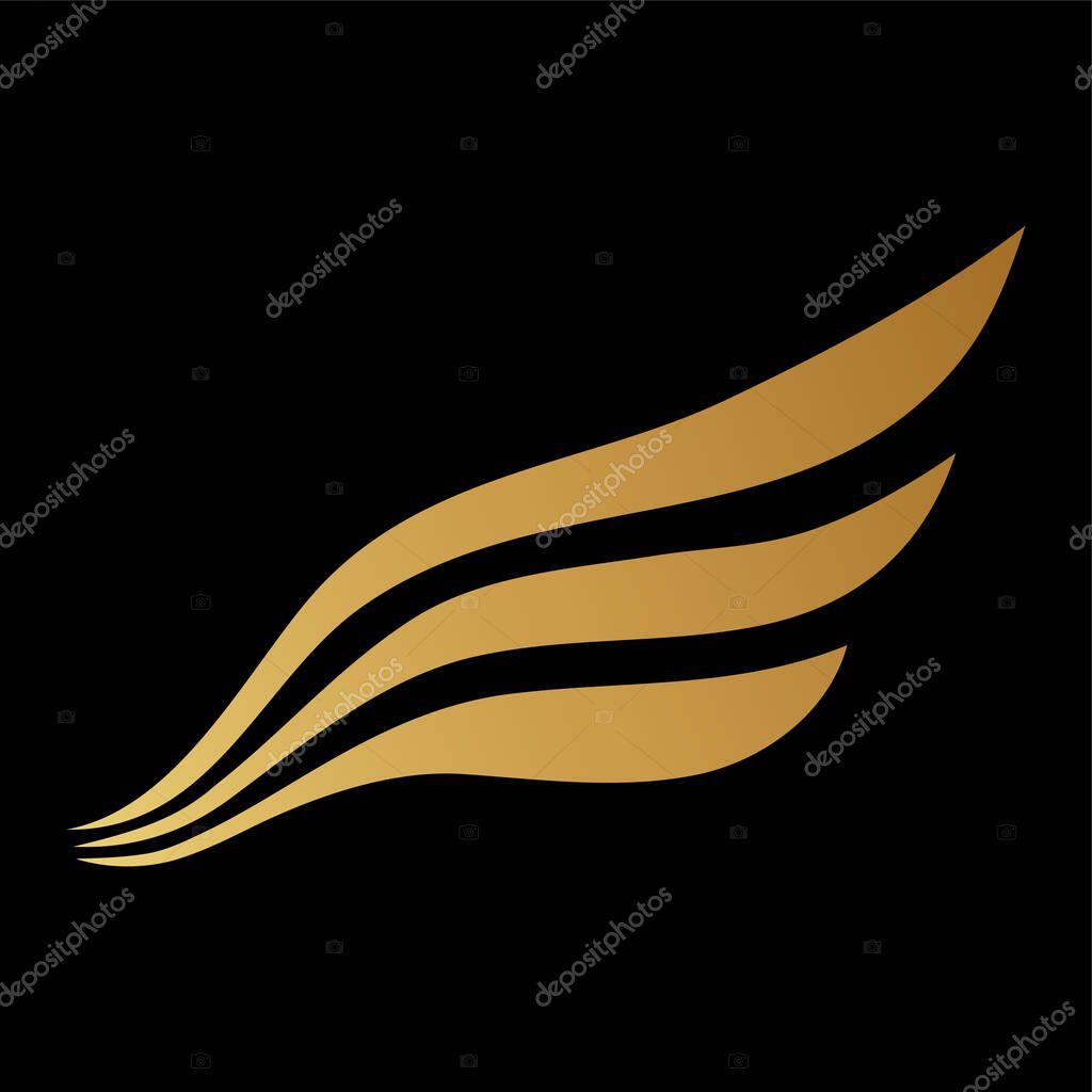 Golden Wing Icon on a Black Background