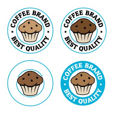 Round Muffin Icon with Text isolated on a White Background