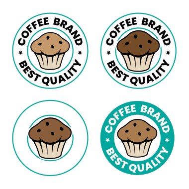 Round Muffin Icon with Text isolated on a White Background