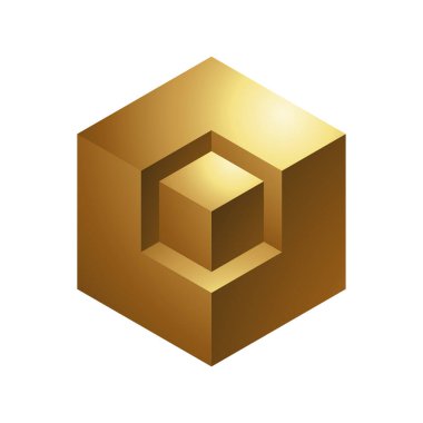 Beyaz Arkaplanda Altın Soyut Küpler