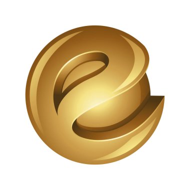 Beyaz Arkaplanda Altın Soyut Harf E Küresi