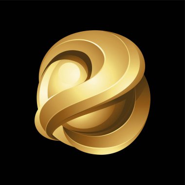 Siyah Arkaplanda Altın Parlak 3d Küre