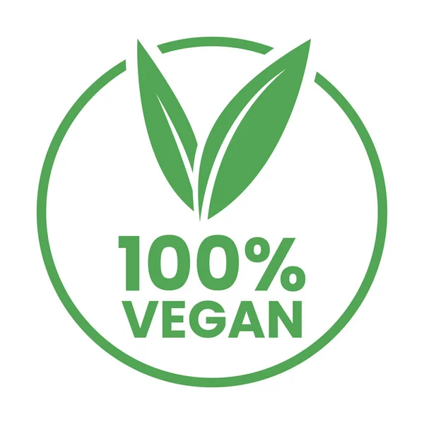 100 Vegan Icon Green Leaves Isolated White Background — Stock Photo, Image