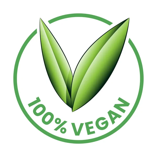 100 Vegano Icono Redondo Con Hojas Verdes Sombreadas Aisladas Sobre —  Fotos de Stock