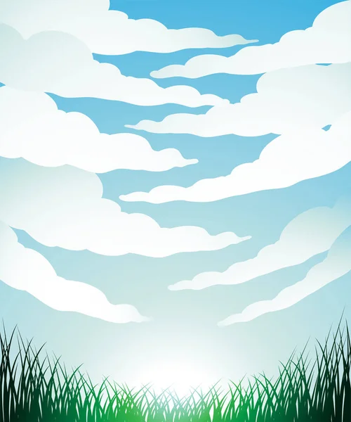 Illustration Fisheye View Clouds Grass Bright Sky — Foto de Stock