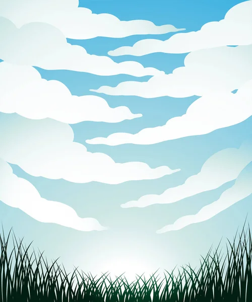 Illustration Fisheye View Clouds Grass — 图库照片