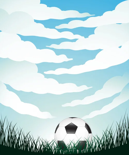 Illustration Fisheye View Clouds Grass Football — 图库照片