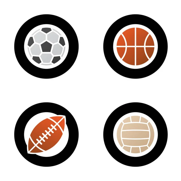 Football Basketball American Football and Volleyball Icons isolated on a White Background