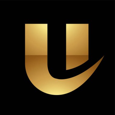 Siyah Arkaplanda Altın Harf U Sembolü - Simge 7