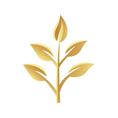 Beyaz Arkaplanda Altın Küçük Parlak Yapraklar