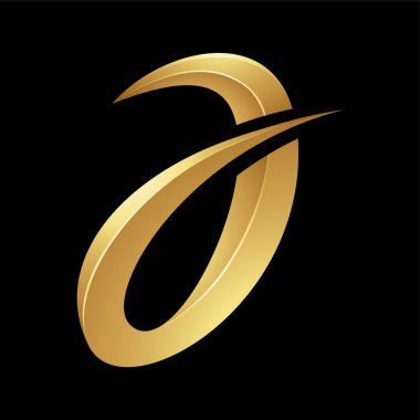 Kara Arkaplanda Altın Dikenli Viraj Harfi A