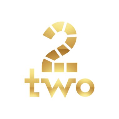 Beyaz Arkaplanda 2 Numara için Altın Sembol - Simge 2