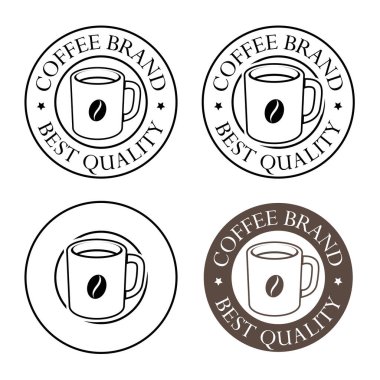Round Coffee Mug with Coffee Bean Icons isolated on a White Background