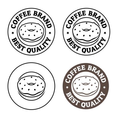 Round Doughnut or Donut Icon with Text isolated on a White Background