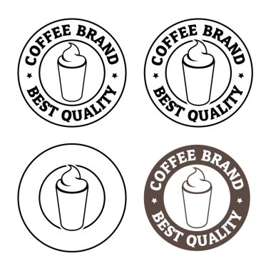 Iced Coffee Icon with Text isolated on a White Background