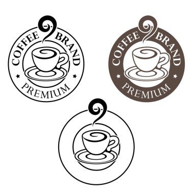 Round Swirly Coffee Cup Icon isolated on a White Background