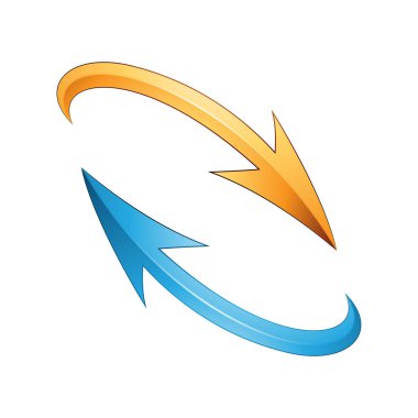 Beyaz Arkaplanda izole edilmiş Sarı ve Mavi Okları Yeniden Tazele veya Geri Döndür